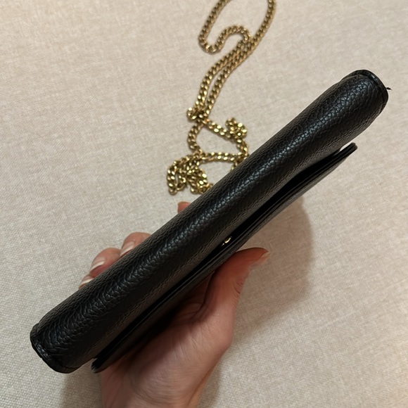 New WOT Calvin Klein Clutch/Crossbody Purse-Black Faux Leather-Chain Strap - Picture 7 of 16